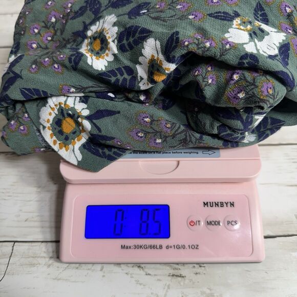 Free People Magic Mystery Size XS Boho Green Floral Mini Tunic Dress Bell Sleeve - Picture 16 of 16